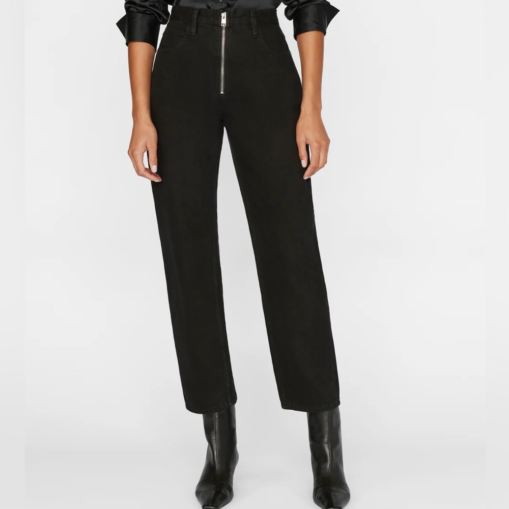 Frame Zip Le High N Tight Straight leg in Film Noir